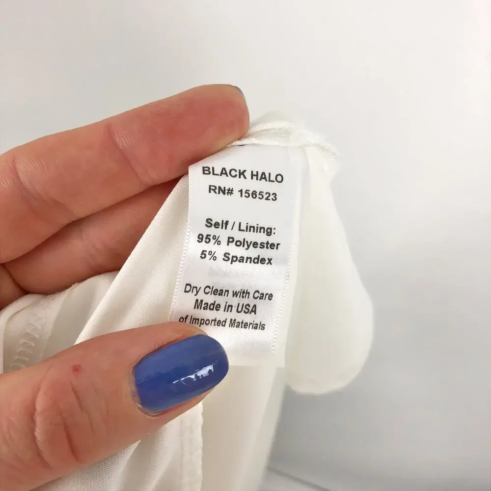 BLACK HALO Women White Kyree Side Slit Midi Skirt Size 12 Elastic Waist Stretch